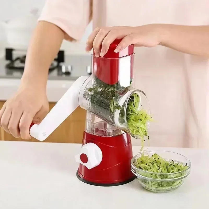 Description Picture 2 of itemVegetable Cutter & Slicer Manual Kitchen Cheese Chopper Machine With 3 Sharp Drums Multifunctional Garlic Potato Shredder