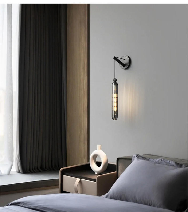 Description Picture 6 of itemModern Copper Glass Long Strip Led Wall Lamp Living Room Sofa Suspend Sconces Loft Decor Hotel Aisle Corridor Art Light Fixture