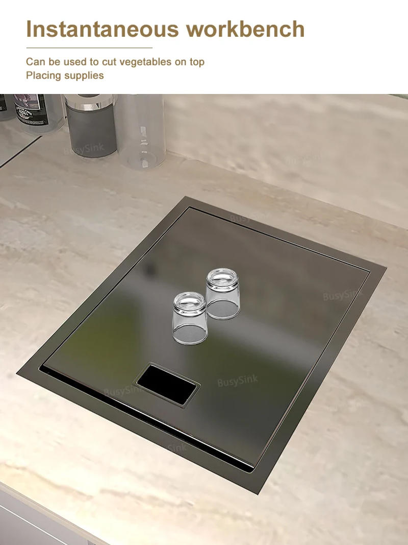 Description Picture 5 of itemSmall Hidden Bar Sink Stainless Steel Kitchen Sink Apartment Single Slot Touring Car Multi-functional Wash Basin With Cover Plat