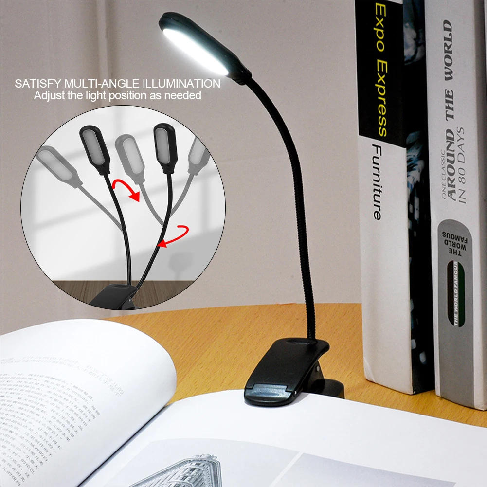 Description Picture 5 of itemLED Eye Protection Book Night Light Adjustable Mini Clip-On Study Desk Lamp Battery Powered Flexible for Travel Bedroom Reading