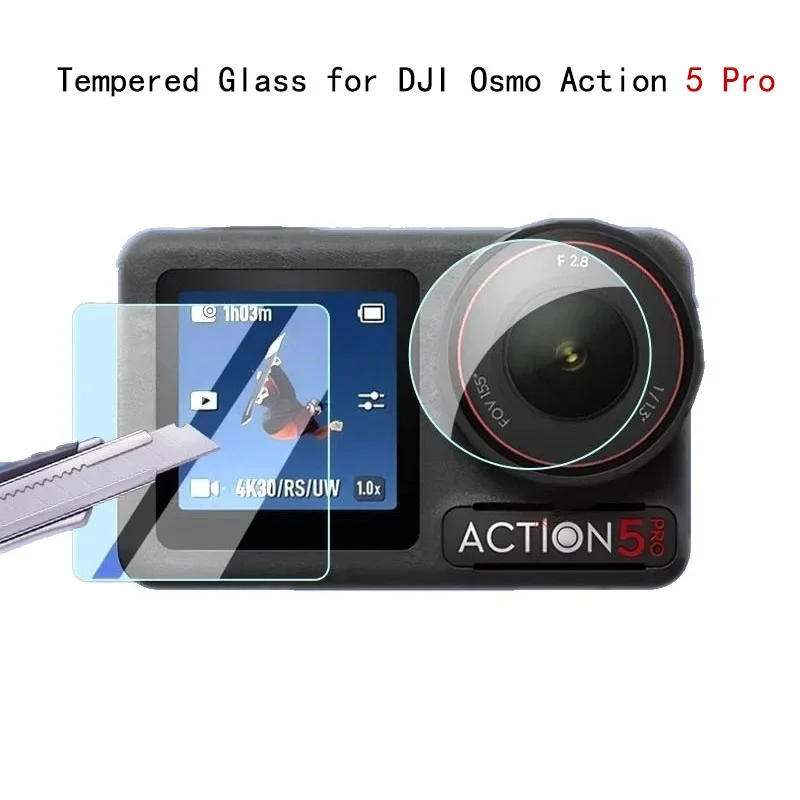 Description Picture 2 of itemFor DJI Osmo Action 5 Pro Camera 9H Tempered Glass Film+Mini Storage Carring Bag+Lens Protective Case Cover+Windslayer Cover