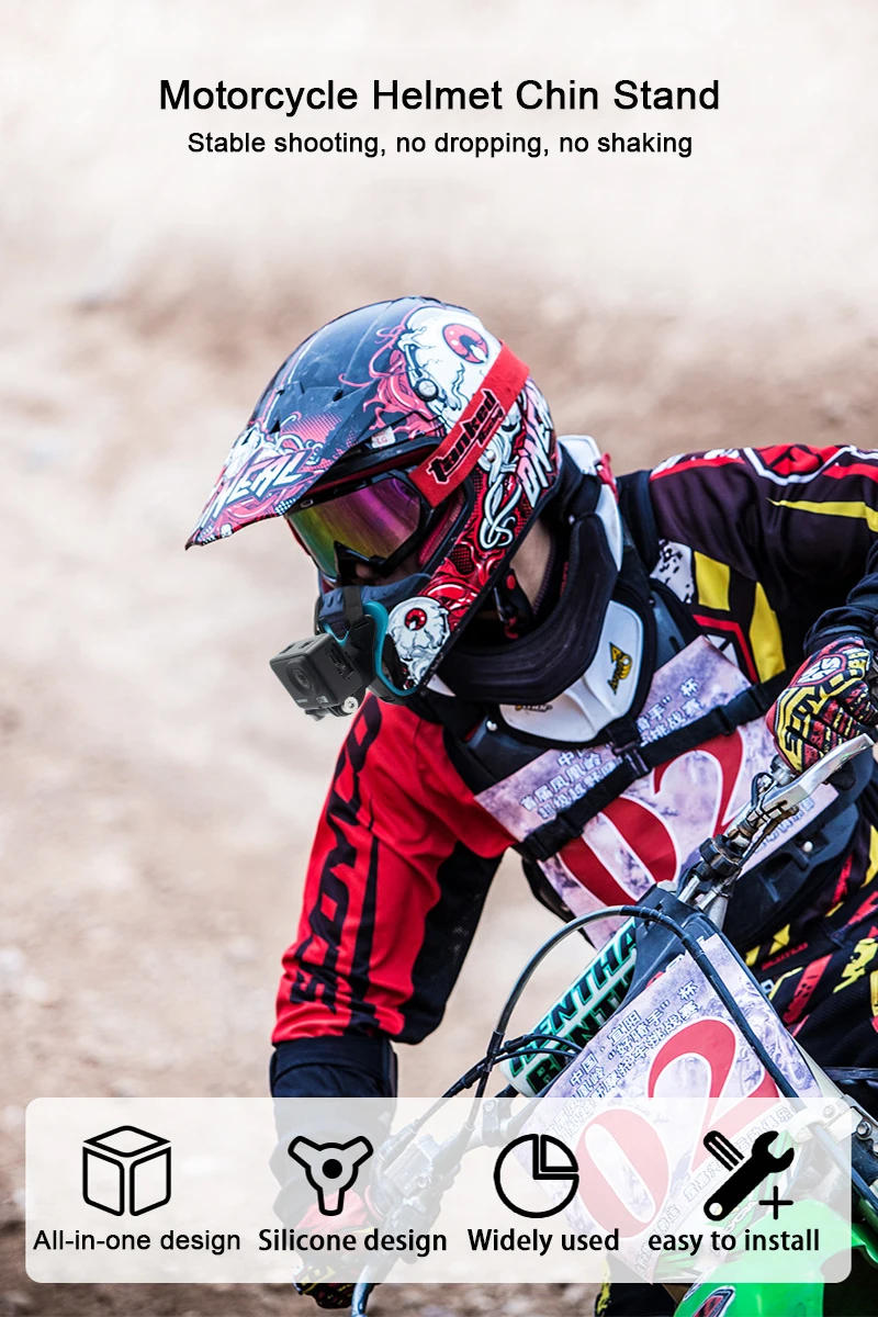 Description Picture 2 of itemMotorcycle Helmet Front Chin Stand Camera Holder for GoPro Hero DJI Osmo Action Insta360 Action Camera Accessorie Helmet Strap