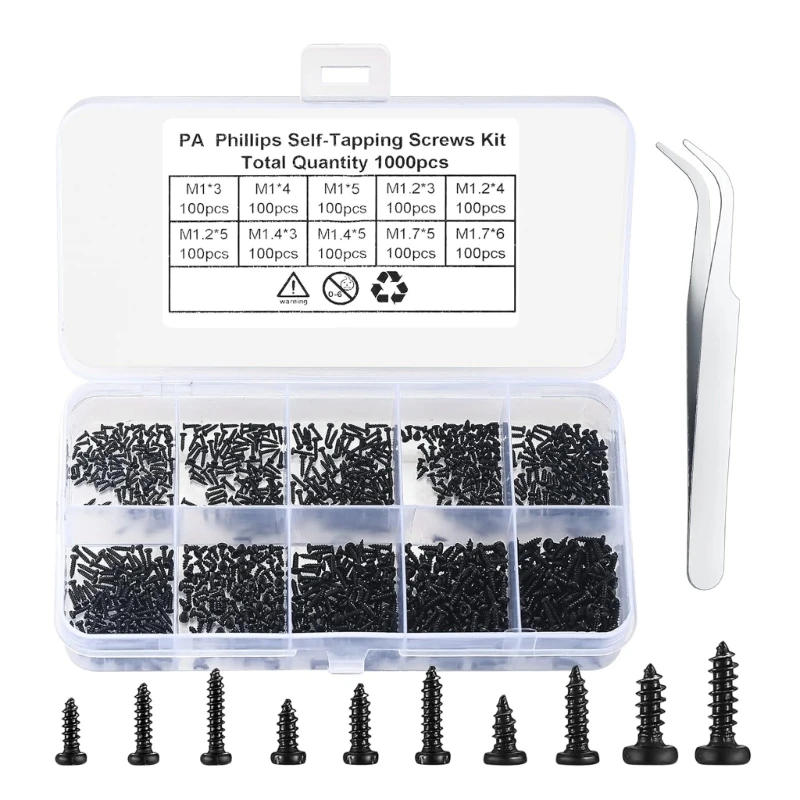 Description Picture 2 of item1000pcs/set Convenient Screw Set Self Tapping Screws Assorted Screw Set Repair Screw Assortment for Homes Office Project