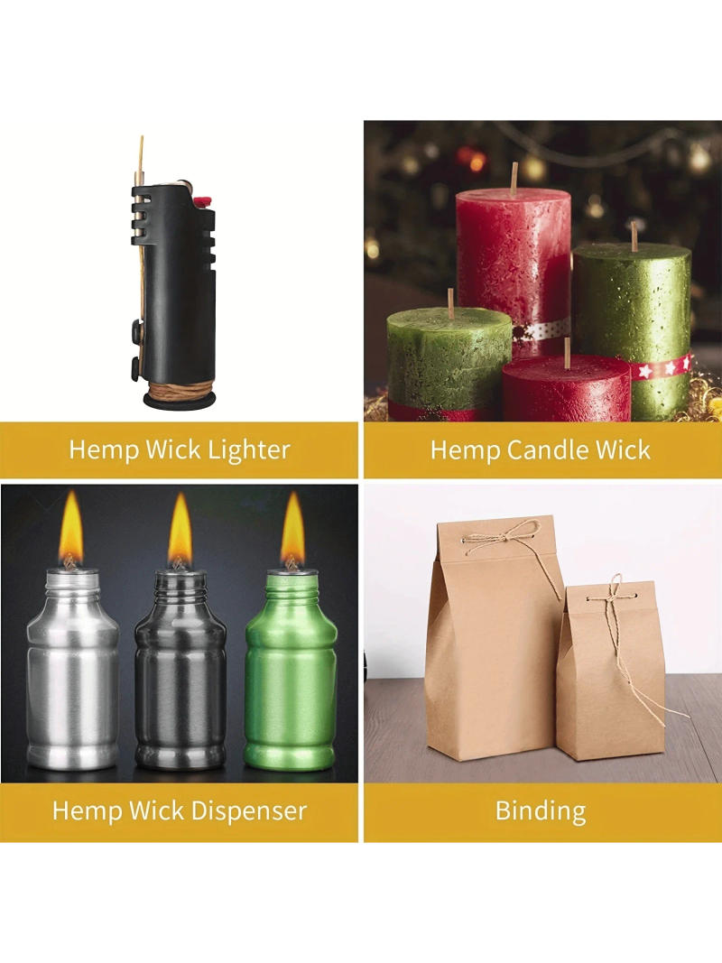 Description Picture 5 of item200ft 100% Organic Hemp Wick, Hemp Wick Coated Good Natural Beeswax for Making Hemp Wick Lighter or Candle Burning Slow No Drop, Standard Size(1.2mm)