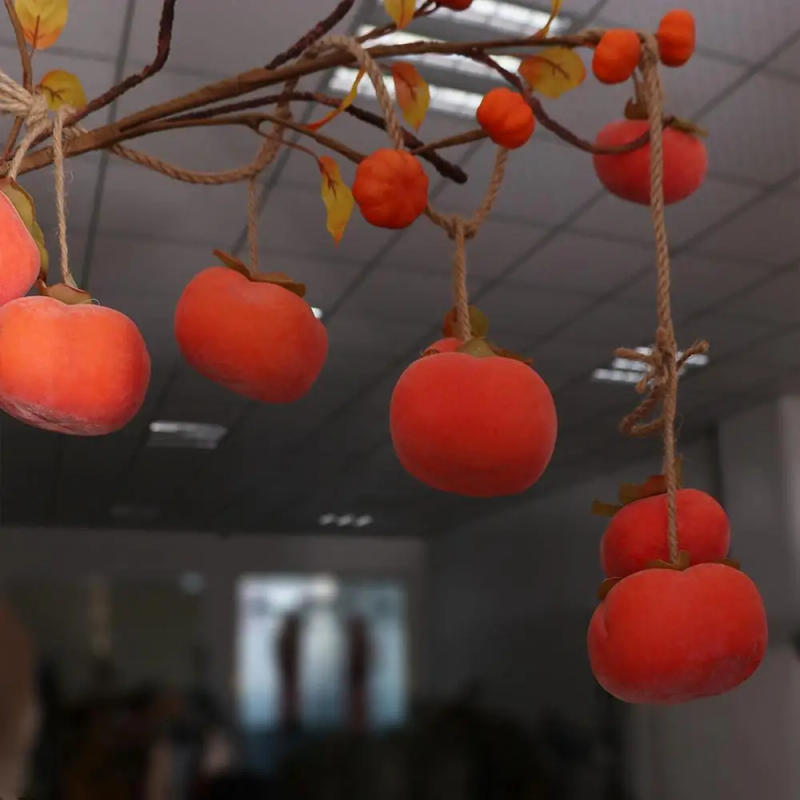 Description Picture 2 of item8 Fruit Simulation Persimmon Fruit 80cm Lifelike Artificial Persimmon with Frost Fruit Plastic Persimmon Pendant