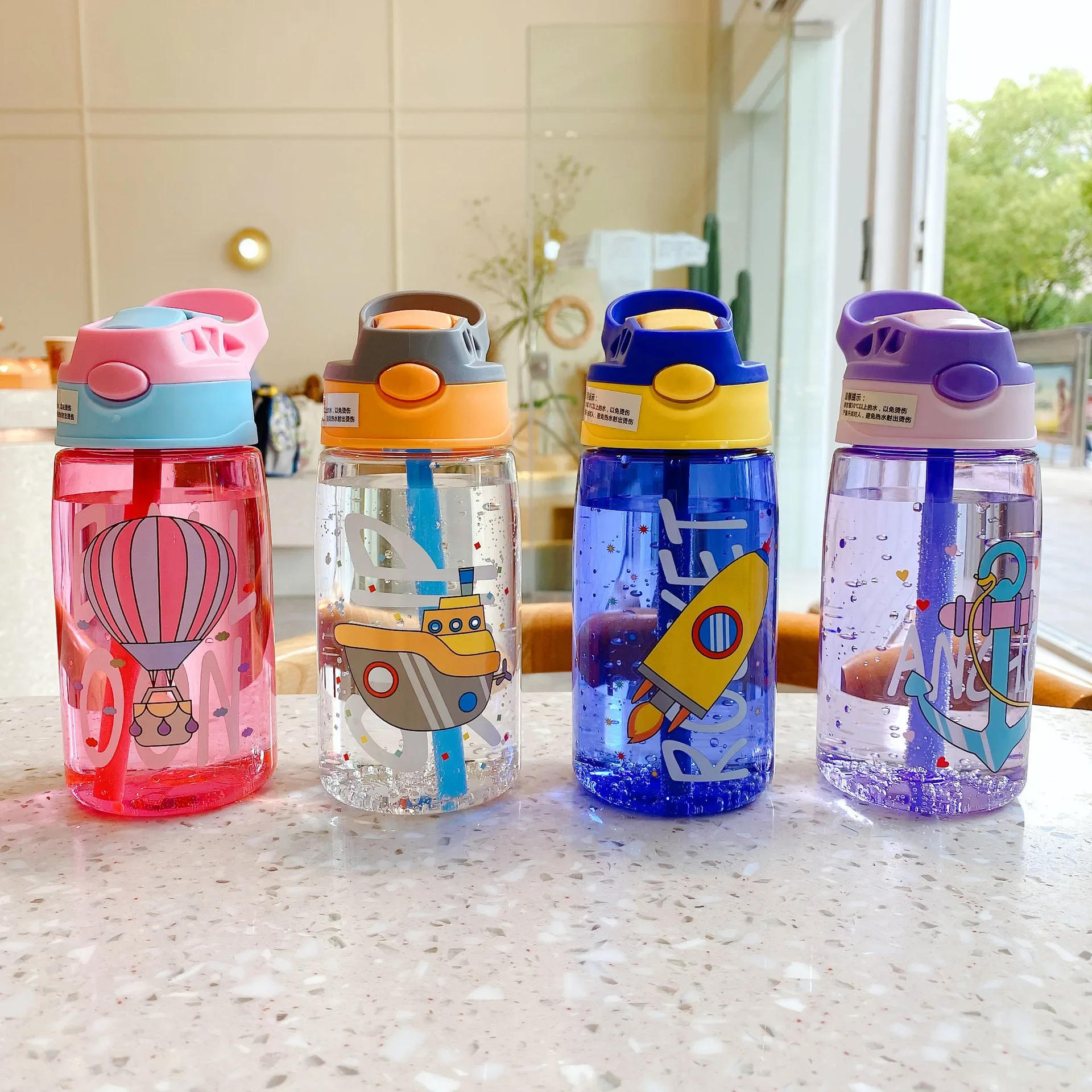 Description Picture 5 of itemPortable Cute Cartoon Small Boy Kids Kindergarten Straw Cup Creative Duck Beak Plastic Drinking Bottle for Children's Water