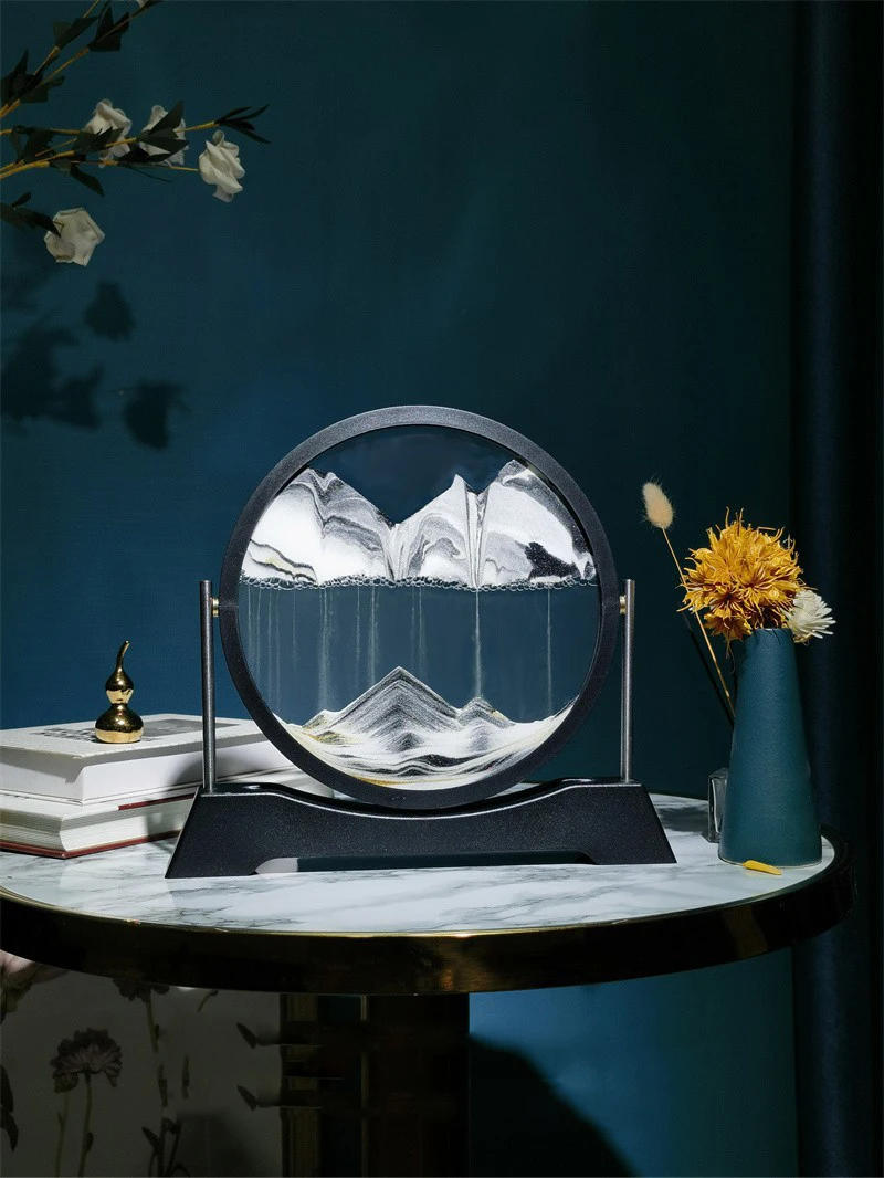 Description Picture 6 of itemCreative Moving Sand Art Rotatable Flowing Sand Painting Round Glass 3D Sandscape Quicksand Hourglass Office Home Decor Gifts