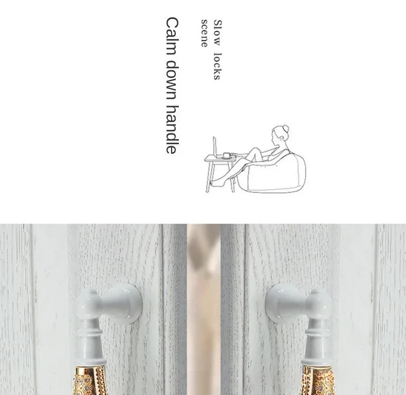 Description Picture 4 of itemEuropean Style Cabinet Door Handle Gold Set Diamond Modern Simple Cabinet Handle Drawer White Wardrobe Door Handle