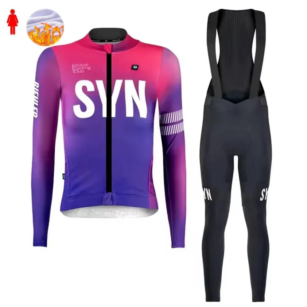 Description Picture 4 of itemSYN Winter Fleece Cycling Jersey Set women Mountian Bicycle Clothes Wear Ropa Ciclismo Racing Bike Clothing Suit Long Sleeve Top