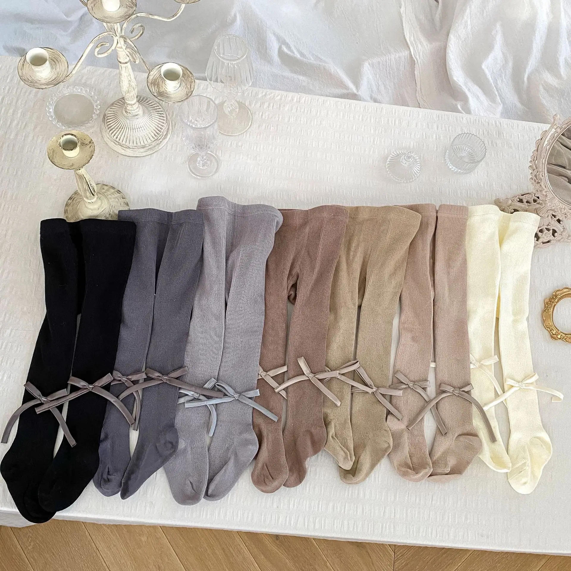 Description Picture 2 of itemSpring Baby Pantyhose Cute Bow Thin Pantyhose for Girls and Babies Versatile Daily Base Pantyhose for Outerwear