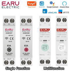 Tuya eWeLink WiFi Smart Circuit Breaker MCB 1P+N 63A Time Relay Switch Energy Meter kWh Voltage Current Protector Remote Control