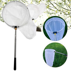 Stainless Steel Fast Folding Hand Nets Beach Retractable Dragonfly Ultra-short Butterfly Insect Net Bag Catching Small Fish