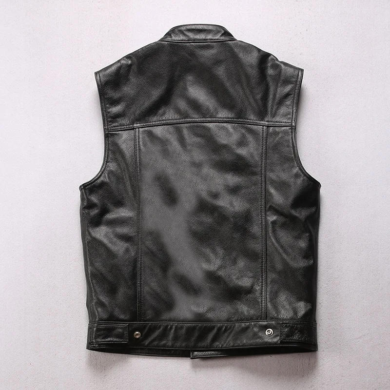Description Picture 5 of itemFree Shipping high-end 100% Genuine Sheep Leather Coat Man Motorcycle Vests Male Waistcoat Fashion Sleeveless Jackets