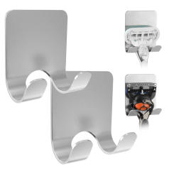 2pcs Stainless Steel Punch-Free Razor Holder. Wall Mounted Razor Storage Rack For Bathroom