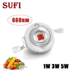 10-50PCS LED 1W 3W 5W Bulbs High Power Lamp Beads Deep Red 660nm LED Grow Light For DIY Plant Growing Tank Aquarium Downlight