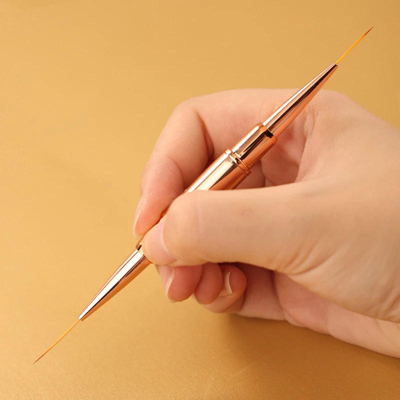 Description Picture 6 of item1pcs Rose Gold Liner Brush Dual End 15mm 20mm French Long Strip Line Painting Gel Polish Drawing Pen Manicure Accessories Tools
