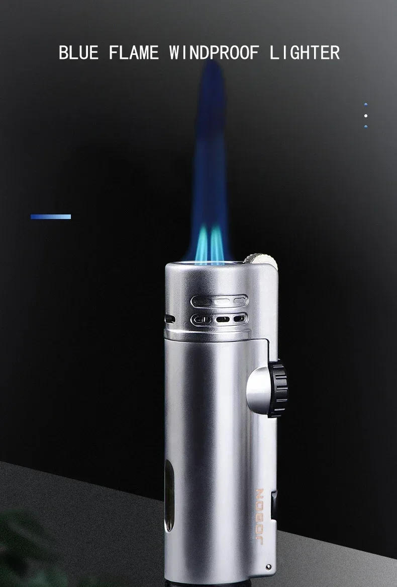 Description Picture 2 of itemJOBON Inflatable 4 Torch Jet Windproof Lighter Metal Grinding Wheel Flint Lighter Gas Butane Inflatable Gift Cigar Lighter