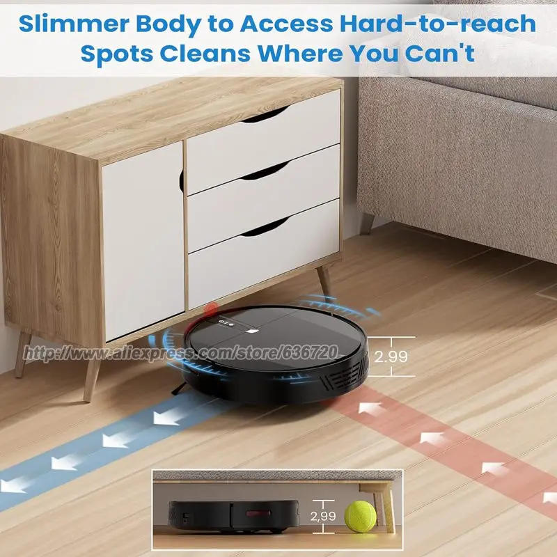 Description Picture 6 of itemRobot Vacuum Cleaner with 3000Pa Cyclone Suction, APP/Remote Control, Automatic Self-Charging Robotic Vacuum, Scheduled Cleaning
