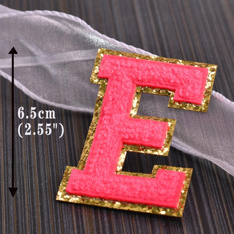 Description Picture 6 of item1Pc 6.5cm/2.5in Sequin Chenille Embroidery Patches Alphabet Letter Patches Appliques Iron On Patches For Clothes