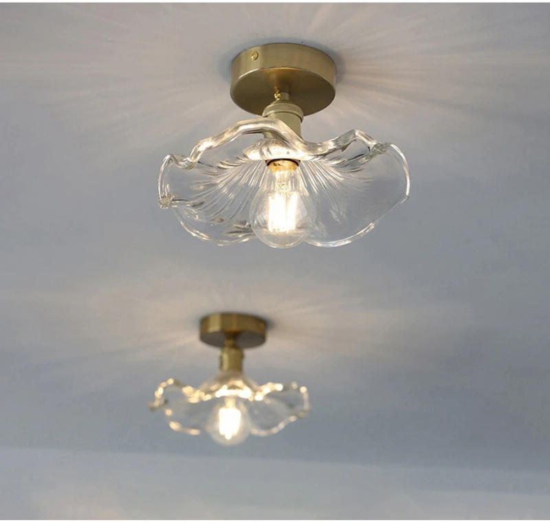 Description Picture 6 of itemLotus leaf ceiling lights porch light Nordic simple restaurant lamp foyer balcony corridor light glass lampshade LED E27