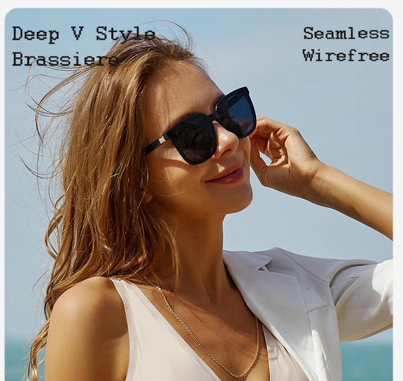 Description Picture 2 of itemWomen Bra Female Underwear Sexy Lingerie Seamless Brassiere Intimates Deep V Backless Bralette Tank Top Back Closure Bras S-XL