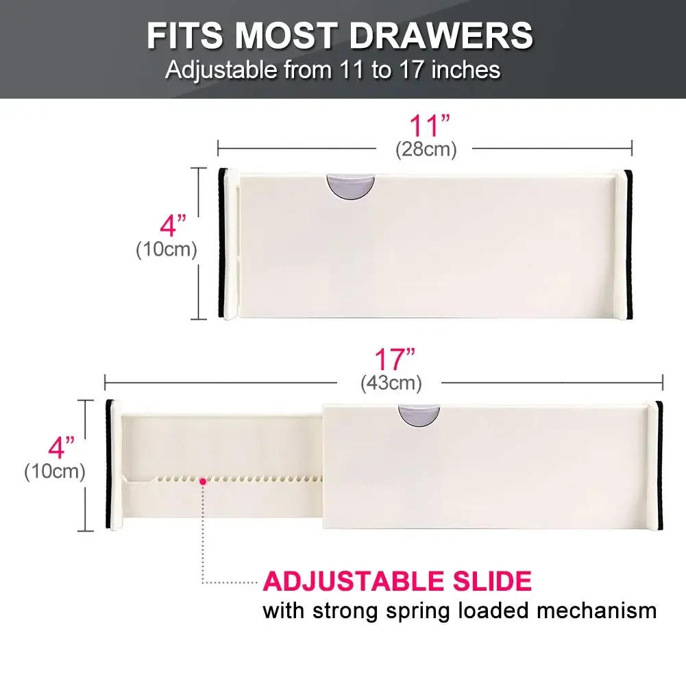 Description Picture 4 of item4 Adjustable Drawer Dividers, Organizes Silverware Utensils, Divider for Clothes Underwear and Bra Fabrics, Bathroom Storage