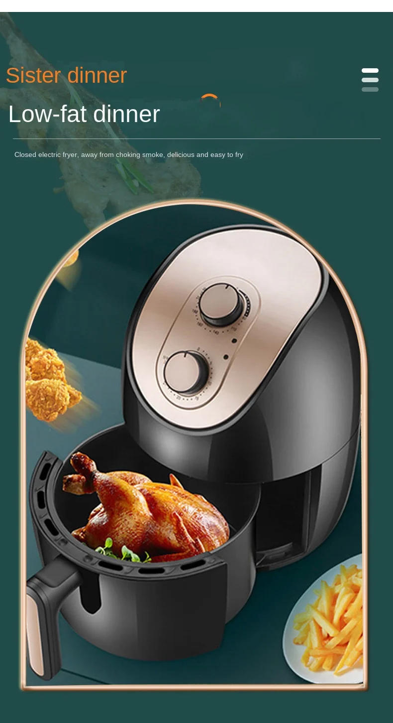 Description Picture 4 of itemNew large capacity household multi-functional oil-free air fryer electric fryer automatic food intelligent fryer wholesale