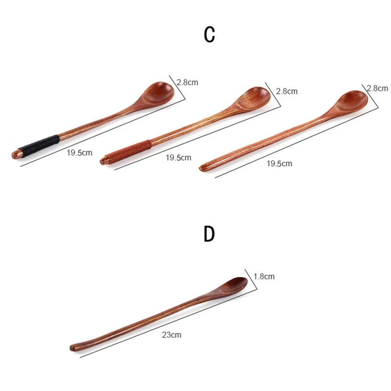 Description Picture 4 of item1PC Long Handle Coffee Spoon Creative Solid Wood Tableware Stir Stick Milk Tea Milk Honey Wooden Spoon Coffee Spoons Tool