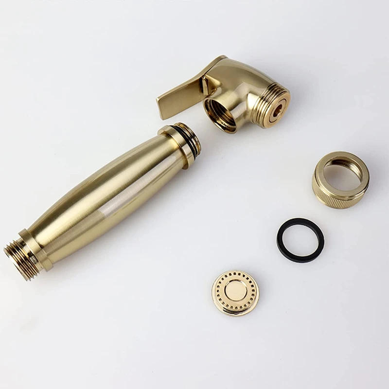 Description Picture 5 of itemBrushed Gold Brass Handheld Bidet Sprayer Bathroom Toilet Bidet Attachment Set Wall Mounted Single Cold Bidet Faucet