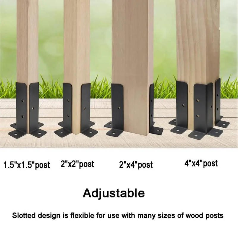 Description Picture 6 of item4Pcs Heavy Duty Post Anchor Metal Post Brackets Multifuctional Durable Base Brackets for Pergola Fence Railing Mailbox pavilion