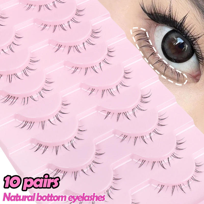 Description Picture 2 of itemMAGEFY 10 Pairs Lightweight Luxury False Eyelashes Bottom Lashes Natural Transparent Lash Strip Curly One-Piece for Beginners