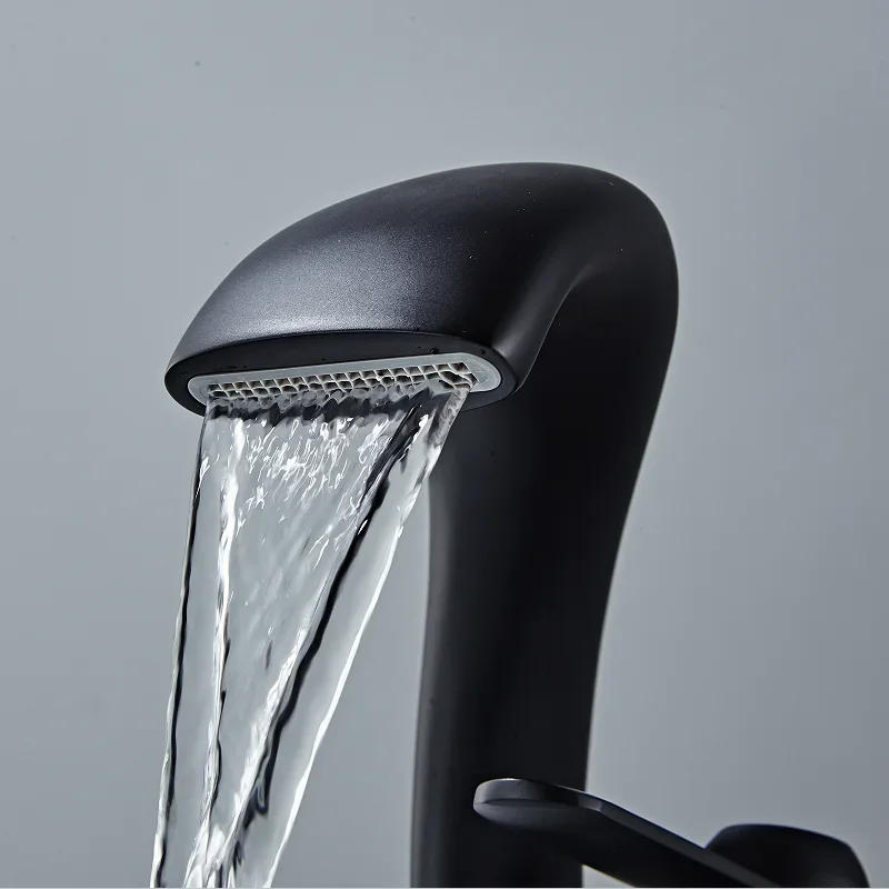 Description Picture 5 of itemBathroom Faucet Modern Black Basin Brass Wash Single Handle Single Hole Elegant Crane