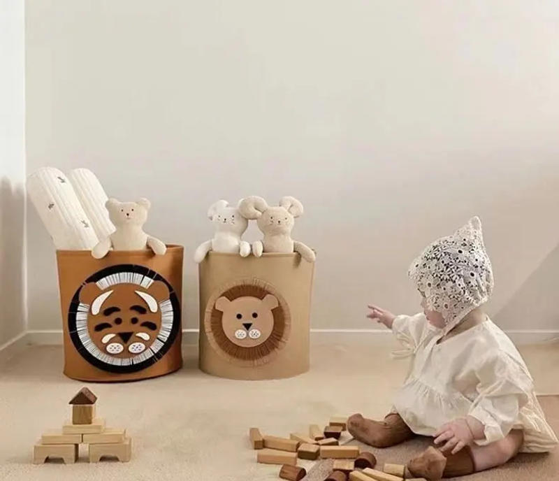 Description Picture 3 of itemCotton animal storage basket cabinet family quay basket container children toys clothing shoes organizer sundry folding storage