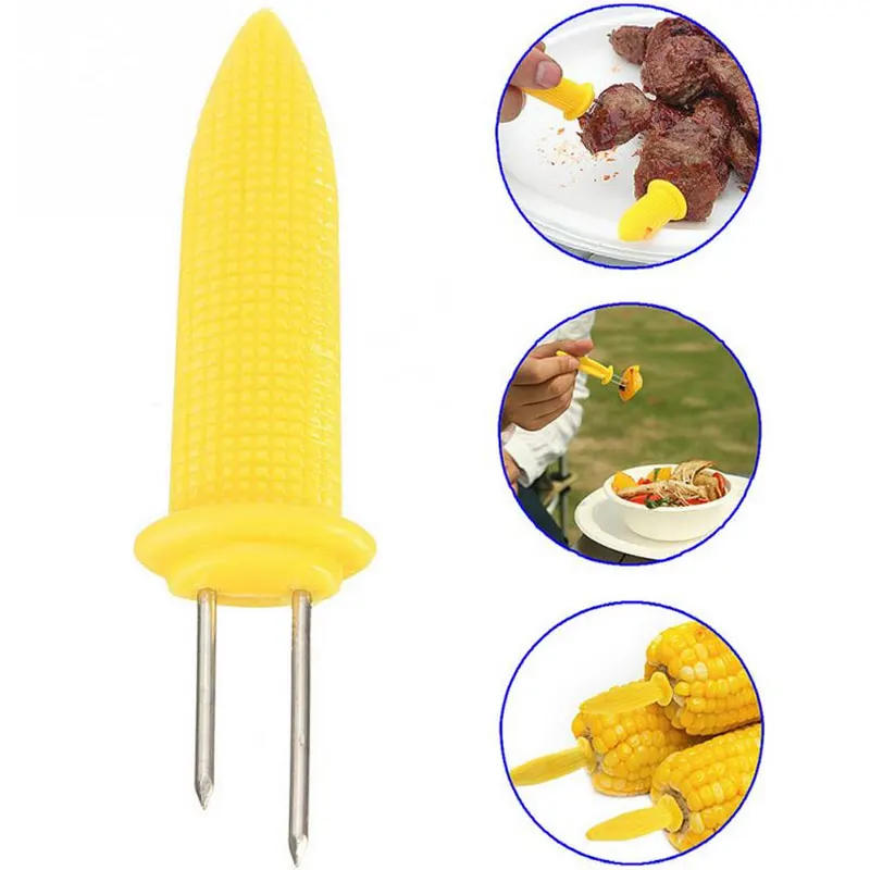 Description Picture 2 of item5pcs Cob Holders Stainless Steel Corn Holders Corn on The Grill Corn on The Cob Skewers Double Fork Sweet Corn Barbecue Stand