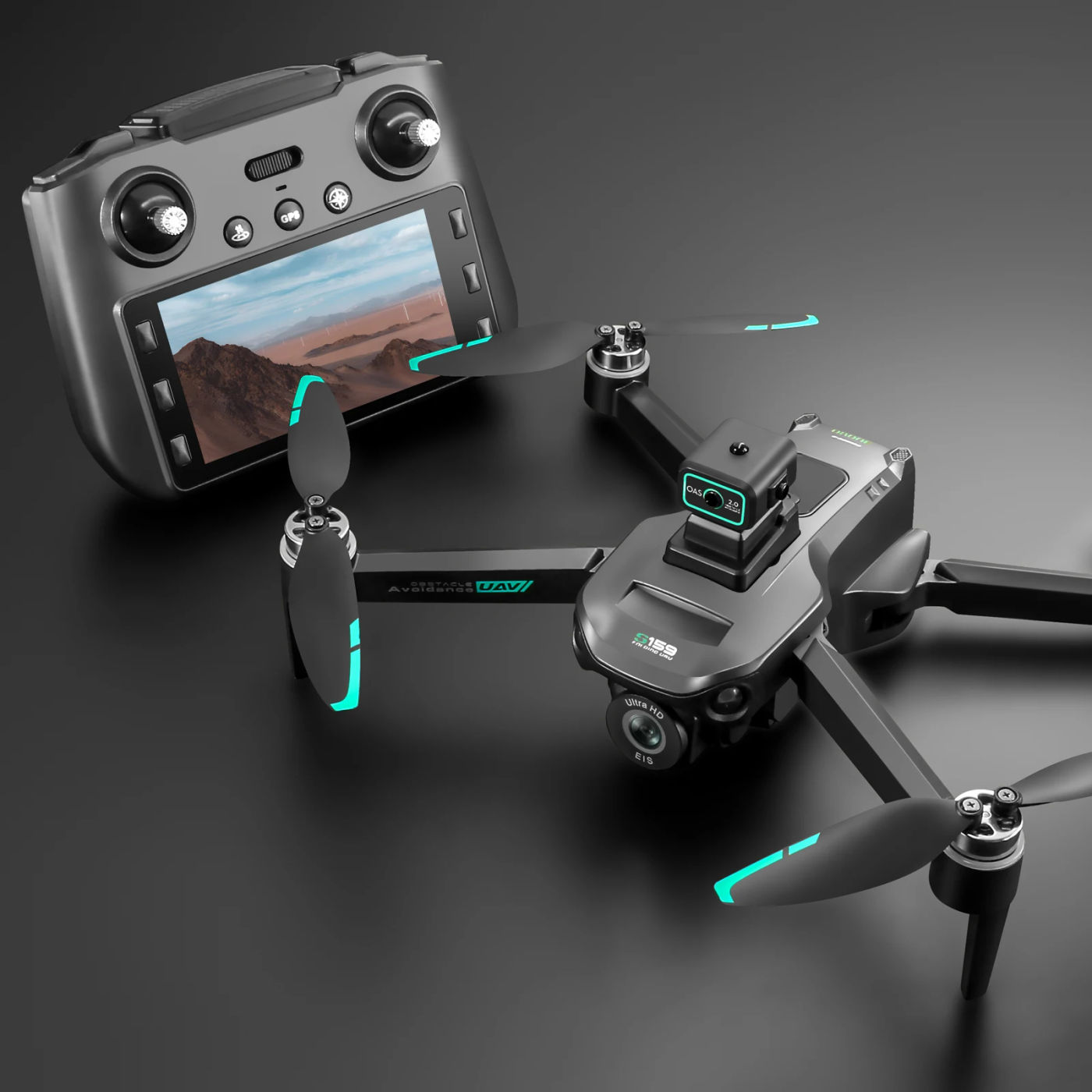 Description Picture 2 of itemNew S159 Screen LCD RC Drone 8K HD Camera Brushless GPS Motor Send Memory Card Obstacle Avoidance Foldable Quadcopter Dron Toy