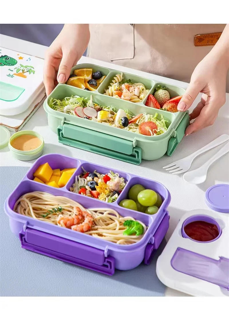 Description Picture 6 of item1300ML Cartoon Pattern Lunch Box for Kids Microwave Oven Bento Boxes Food Container with Dinnerware Sandwich Snack Fruit box