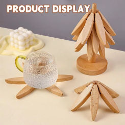 4PCS Trivets Wooden Trivets For Hot Dishes Insulation Pad Tree Shape Trivet Set Coaster For Teapot Hot Pots Halloween Christmas