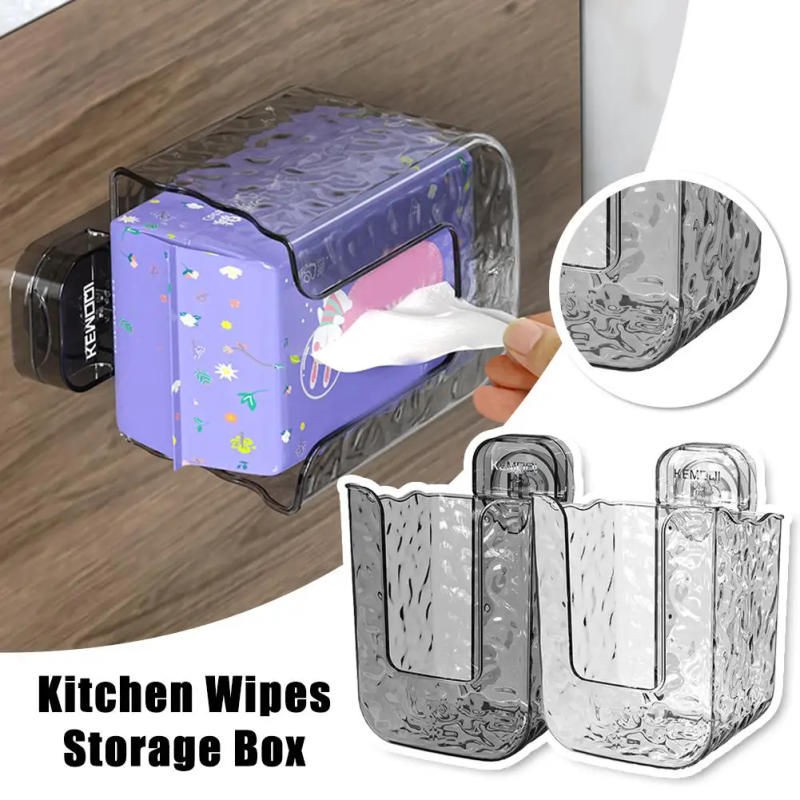 Description Picture 3 of itemWaterproof Wet Wipes Box Punch-Free Tissue Box Suction Cup Bathroom Accessories Tissue Storage Box Transparent