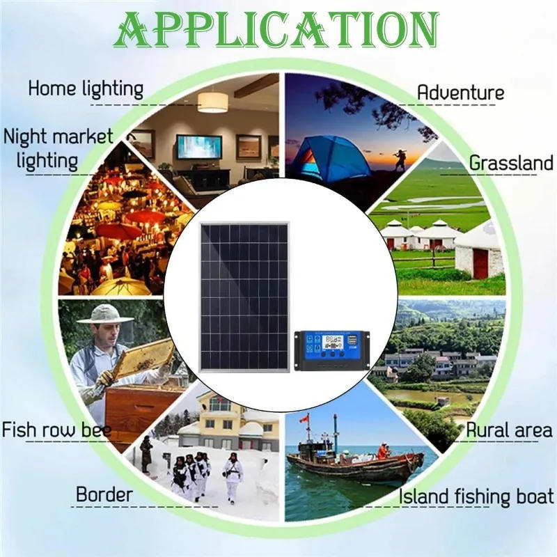 Description Picture 3 of itemSolar Panel 300W 18V Aluminum Frame Polycrystalline Silicon Solar Charging Panel Outdoor Rechargeable Solar Cell Solar Generator