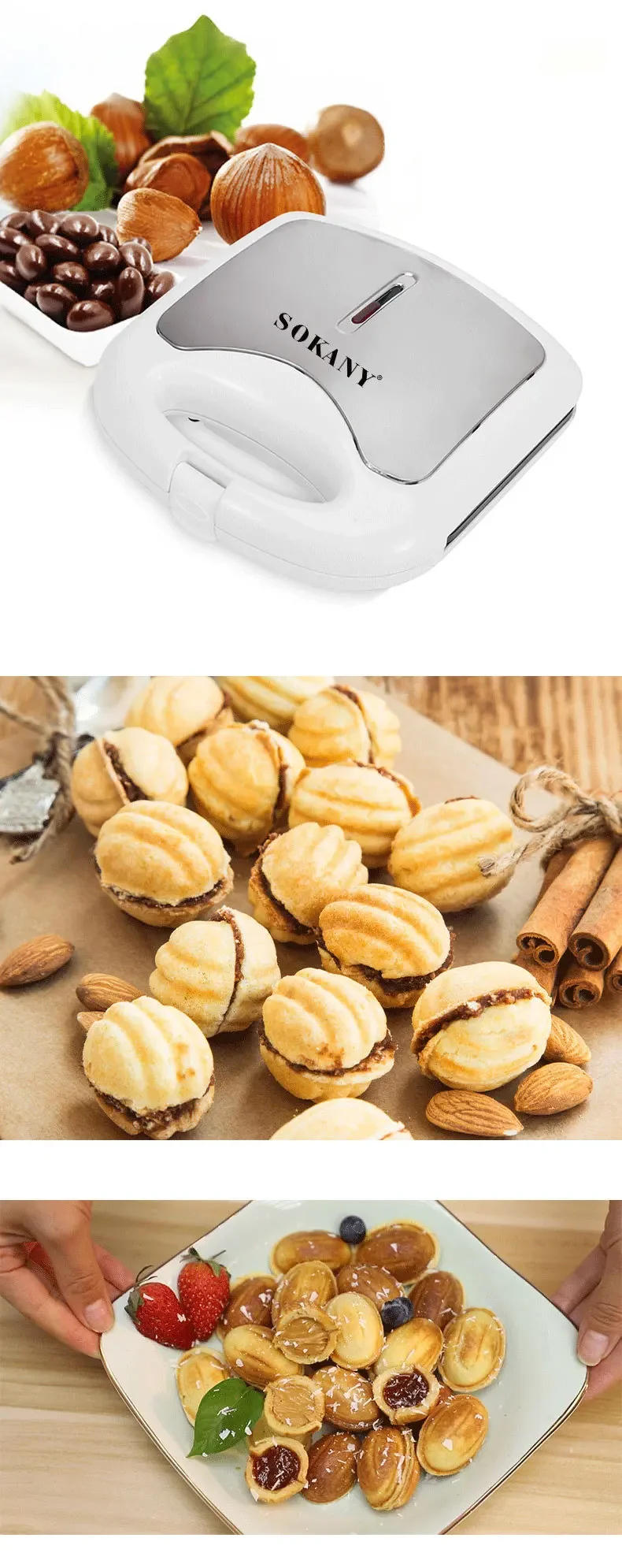 Description Picture 5 of itemHouselin Nuts Mold Skillet - Cookie Candy Maker 12 wells griddle - Walnut Mold Pastry