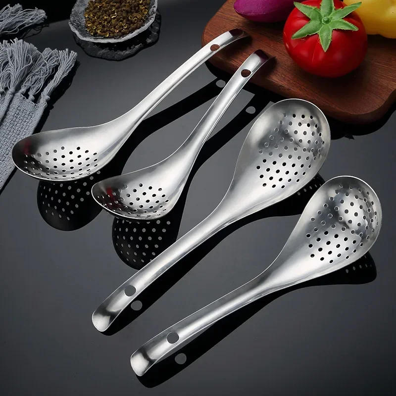 Description Picture 3 of itemStainless Steel Strainer Spoon Kitchen Colander Filter Sieve Pasta Ramen Scoop Perforated Skimmer Colander Cooking Tools
