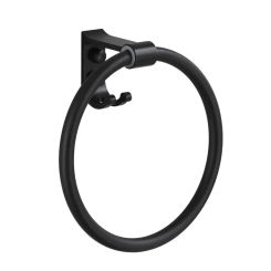 Matte Black Finish Wall Mounted Towel Ring Aluminium Alloy Round Towel Holder Bathroom Hardware Kitchen Toilet Towel Rack Hanger