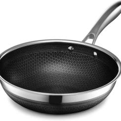 Hybrid Nonstick 10-Inch Wok Stay-Cool Handle Dishwasher and Oven Safe Compatible with All Cooktops Induction Ready