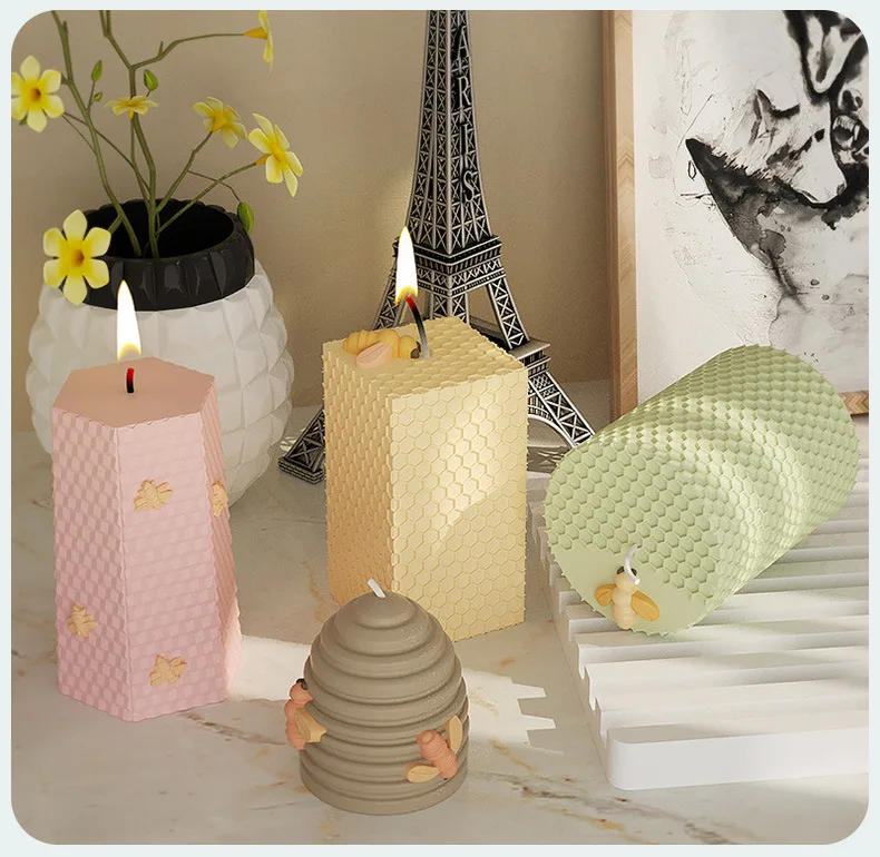 Description Picture 5 of itemDIY Honeycomb Candle Mold Aromatherapy Candle Plaster Mold 3D Beehive Silicone Resin Soap Mold Handmade Home Craft Decoration