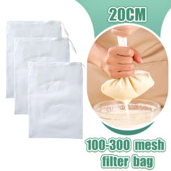 100-300 Mesh Soy Milk Nylon Filter Nut Milk Bag Net Yogurt Tea Coffee Oil Food  Press Filter Strainers Mesh Kitchen Strainer Bag