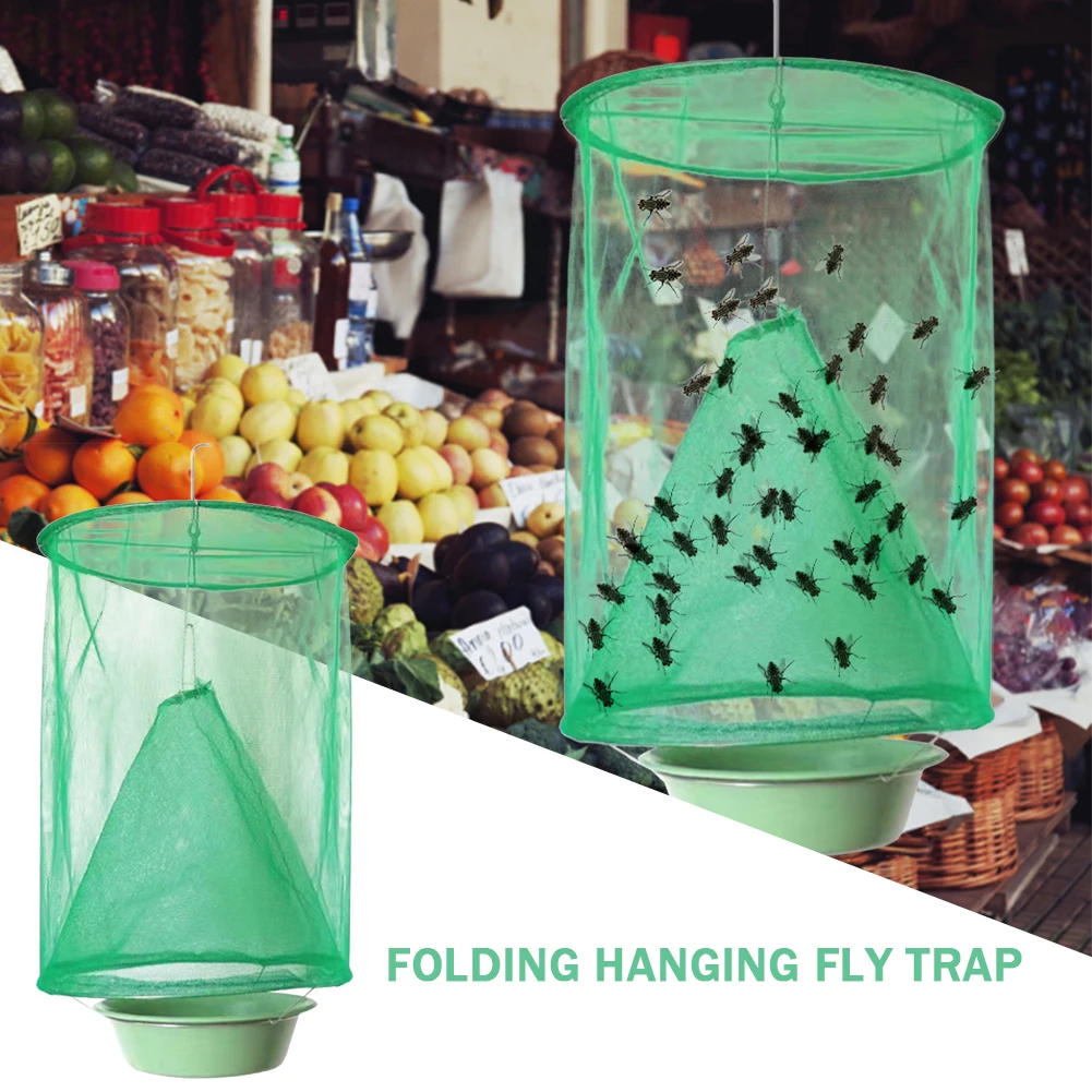 Description Picture 3 of item1/4/6/8PCS Fly Catcher Killer Pest Control Reusable Hanging Fly Trap Flytrap Cage Net Traps Outdoor Garden Hanging Flycatcher