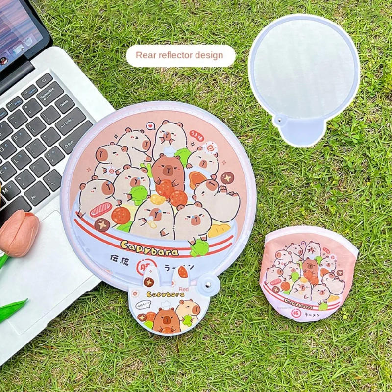 Description Picture 6 of itemFoldable Cartoon Selfie Reflector Portable Dual Use Cartoon Reflector Folding Fan Cute Little Capybara Pattern Selfie Reflector