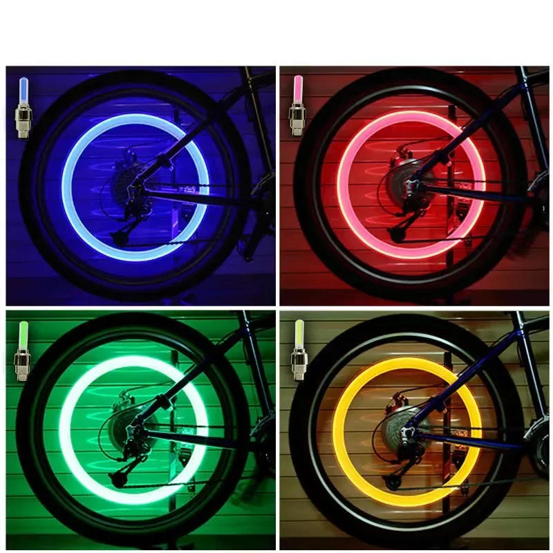 Description Picture 2 of item2PCS Bicycle Bike LED Lights Tire Valve Cap Flashlight Auto Car Motorcycle Tire Air Valve Wheel Spokes Light Bike Accessories