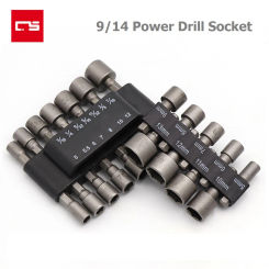9/14pcs Socket Wrench Power Drill Bit Nut Driver Set 1/4'' Shank Hex Screw Socket Adapter Sleeve Nozzles Kit 5-13mm Hand Tools