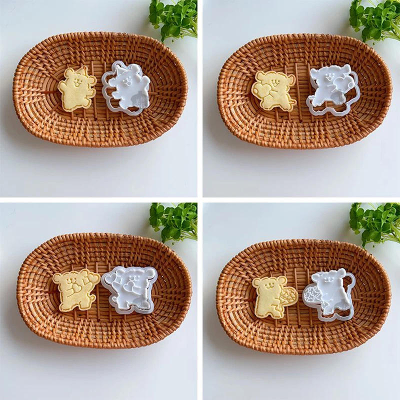Description Picture 3 of itemCute Bear Fondant Cake Mold Biscuit Cookie Plunger Cutters for Children Sugarcraft Cake Decorating Baking Tools Kitchen Gadgets